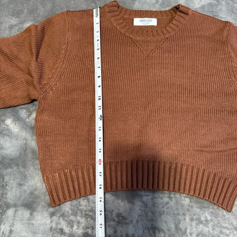 Double Zero Women Brown Long Sleeves Cozy Cropped Relaxed Sweater Size Medium‎